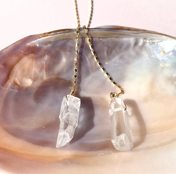 Clear Quartz Double Crystal Lariat Necklace